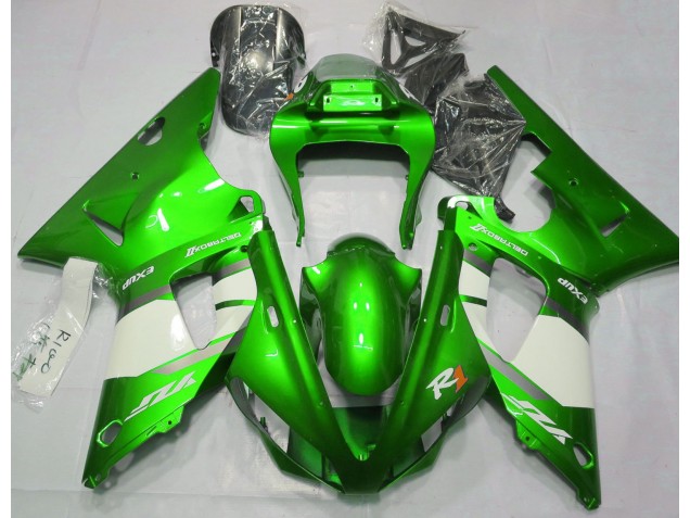 Electric Green & White 2000-2001 Yamaha R1 Motorcycle Fairings