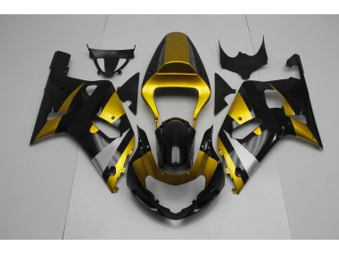 Gloss Black and Gold 2001-2003 Suzuki GSXR 600-750 Motorcycle Fairings