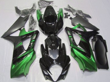 Gloss Black and Green 2007-2008 Suzuki GSXR 1000 Motorcycle Fairings