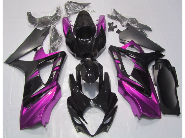 Gloss Black and Pink 2007-2008 Suzuki GSXR 1000 Motorcycle Fairings