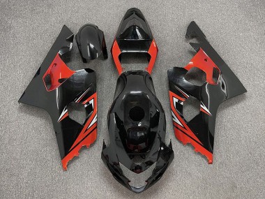 Gloss Black and Red 2004-2005 Suzuki GSXR 600-750 Motorcycle Fairings