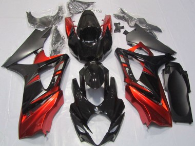 Gloss Black and Red 2007-2008 Suzuki GSXR 1000 Motorcycle Fairings