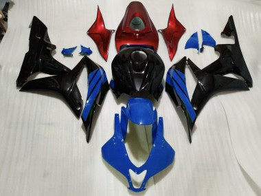 Gloss Black & Blue and Red Accents 2007-2008 Honda CBR600RR Motorcycle Fairings