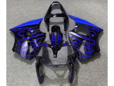 Gloss Black & Blue Flame 2000-2002 Kawasaki ZX6R Motorcycle Fairings