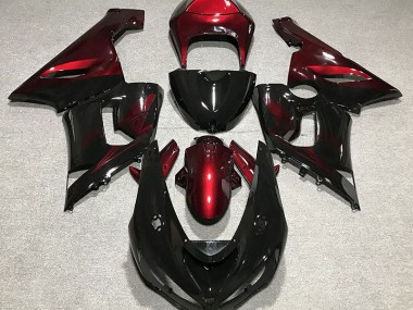 Gloss Black & Deep Red 2005-2006 Kawasaki ZX6R Motorcycle Fairings