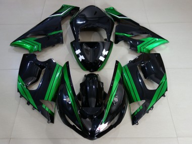 Gloss Black & Electric Green 2005-2006 Kawasaki ZX6R Motorcycle Fairings