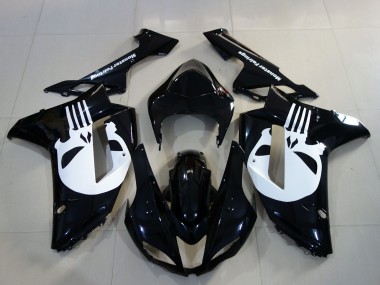 Gloss Black & Skull 2007-2008 Kawasaki ZX6R Motorcycle Fairings