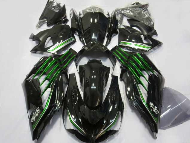 Gloss Black with Green 2012-2019 Kawasaki ZX14R Motorcycle Fairings