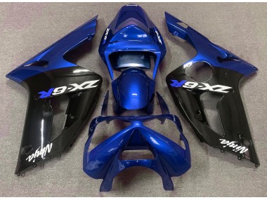 Gloss Blue and Black 2003-2004 Kawasaki ZX6R Motorcycle Fairings