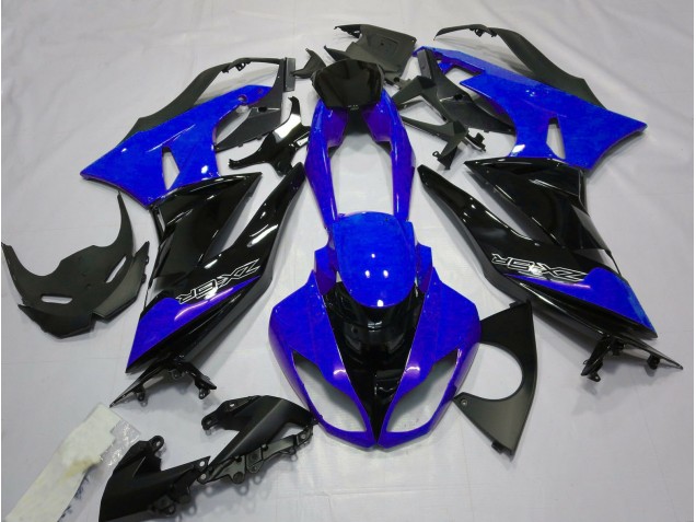 Gloss Blue and Black 2009-2012 Kawasaki ZX6R Motorcycle Fairings