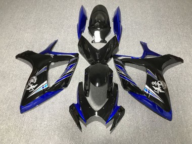 Gloss Blue and Black Design 2006-2007 Suzuki GSXR 600-750 Motorcycle Fairings