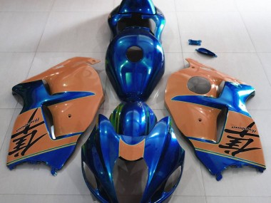 Gloss Blue and Desert Tan 1997-2007 Suzuki GSXR 1300 Motorcycle Fairings