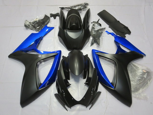 Gloss Blue and Matte Black 2006-2007 Suzuki GSXR 600-750 Motorcycle Fairings