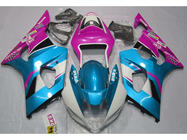 Gloss Blue and Pink 2003-2004 Suzuki GSXR 1000 Motorcycle Fairings