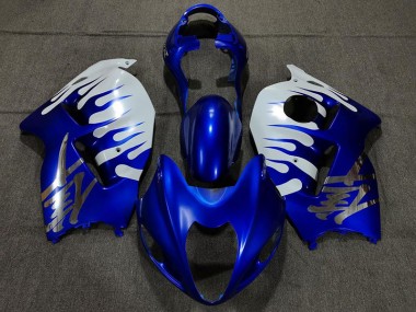 Gloss Blue and White 1997-2007 Suzuki GSXR 1300 Motorcycle Fairings