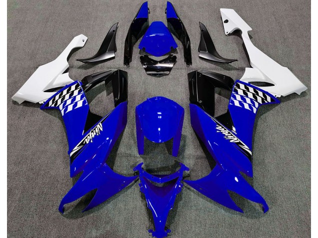 Gloss Blue and White 2008-2010 Kawasaki ZX10R Motorcycle Fairings