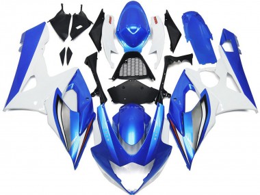 Gloss Blue and White with red logo and Silver 2005-2006 Suzuki GSXR 1000 Motorcycle Fairings