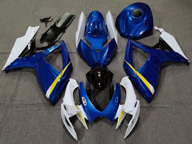 Gloss Blue White and Yellow 2006-2007 Suzuki GSXR 600-750 Motorcycle Fairings