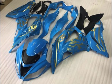 Gloss Blue with Gold 2016-2019 Kawasaki ZX10R Motorcycle Fairings