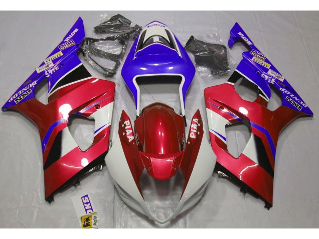 Gloss Candy Red and Blue 2003-2004 Suzuki GSXR 1000 Motorcycle Fairings