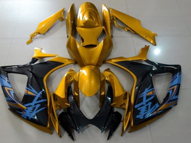 Gloss Gold & Black 2006-2007 Suzuki GSXR 600-750 Motorcycle Fairings