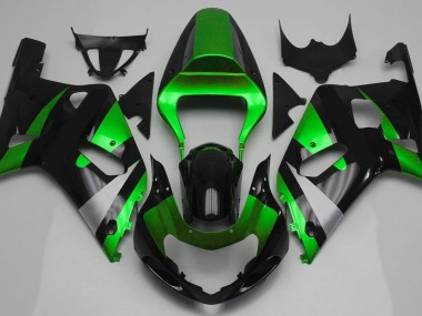 Gloss Green and Black 2001-2003 Suzuki GSXR 600-750 Motorcycle Fairings