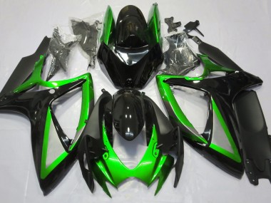 Gloss Green and Black 2006-2007 Suzuki GSXR 600-750 Motorcycle Fairings