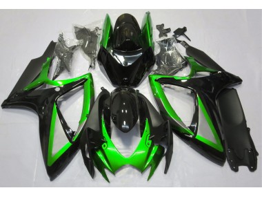 Gloss Green and Black 2006-2007 Suzuki GSXR 600-750 Motorcycle Fairings