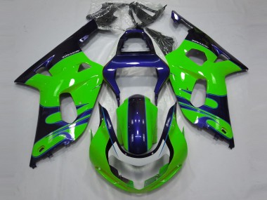 Gloss Green and Blue 2001-2003 Suzuki GSXR 600-750 Motorcycle Fairings