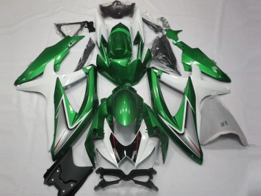 Gloss Green and White 2008-2010 Suzuki GSXR 600-750 Motorcycle Fairings