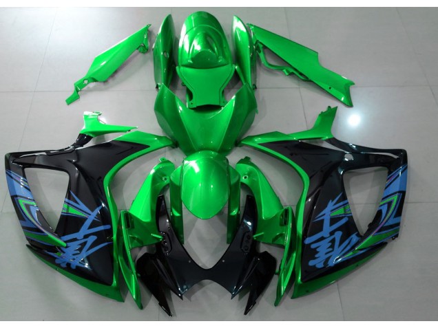 Gloss Green & Black 2006-2007 Suzuki GSXR 600-750 Motorcycle Fairings