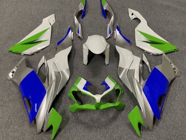 Gloss Green Blue and Silver 2019-2020 Kawasaki ZX6R Motorcycle Fairings