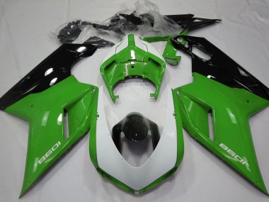 Gloss Green & White 2007-2012 Ducati 848 1098 1198 Motorcycle Fairings