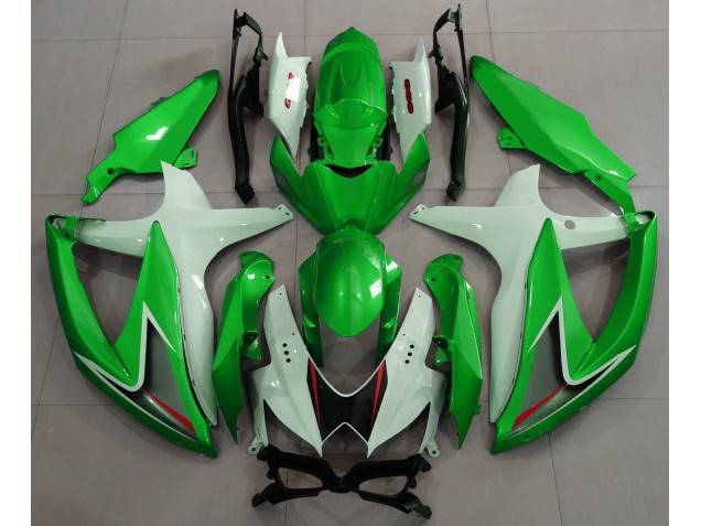 Gloss Green & White 2008-2010 Suzuki GSXR 600-750 Motorcycle Fairings