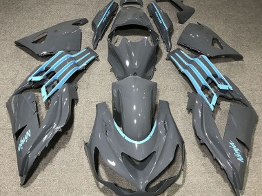 Gloss Grey & Light Blue 2012-2019 Kawasaki ZX14R Motorcycle Fairings