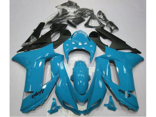 Gloss Light Blue 2007-2008 Kawasaki ZX6R Motorcycle Fairings