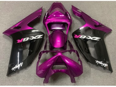 Gloss Pink and Black 2003-2004 Kawasaki ZX6R Motorcycle Fairings