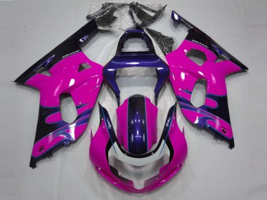 Gloss Pink and Blue 2001-2003 Suzuki GSXR 600-750 Motorcycle Fairings