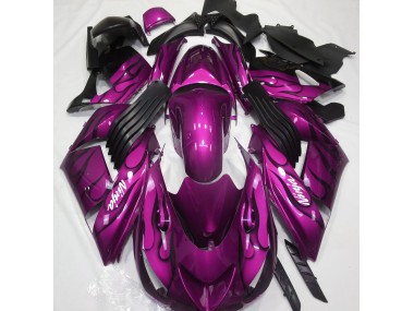 Gloss Pink & Flame 2006-2011 Kawasaki ZX14R Motorcycle Fairings