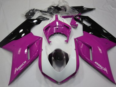 Gloss Pink & White 2007-2012 Ducati 848 1098 1198 Motorcycle Fairings