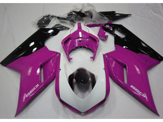 Gloss Pink & White 2007-2012 Ducati 848 1098 1198 Motorcycle Fairings