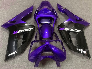 Gloss Purple and Black 2003-2004 Kawasaki ZX6R Motorcycle Fairings