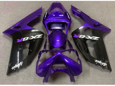 Gloss Purple and Black 2003-2004 Kawasaki ZX6R Motorcycle Fairings