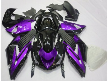 Gloss Purple and Black Plain 2006-2011 Kawasaki ZX14R Motorcycle Fairings