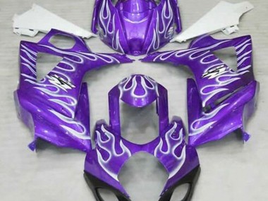 Gloss Purple and White Flame 2007-2008 Suzuki GSXR 1000 Motorcycle Fairings