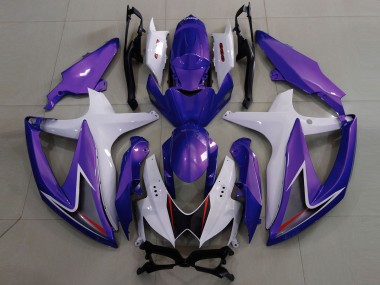 Gloss Purple & White 2008-2010 Suzuki GSXR 600-750 Motorcycle Fairings