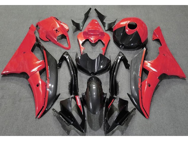 Gloss Red and Carbon 2008-2016 Yamaha R6 Motorcycle Fairings