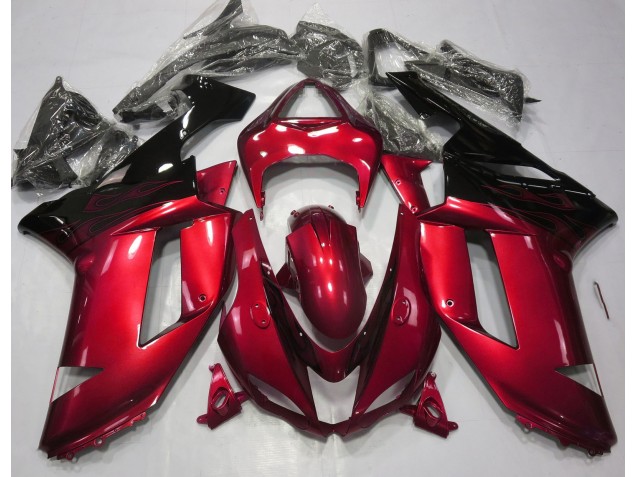 Gloss Red & Black 2007-2008 Kawasaki ZX6R Motorcycle Fairings