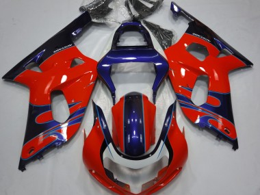 Gloss Red & Blue 2001-2003 Suzuki GSXR 600-750 Motorcycle Fairings