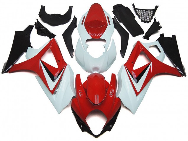 Gloss Red with White OEM Style 2007-2008 Suzuki GSXR 1000 Motorcycle Fairings